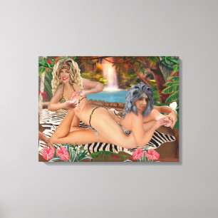 JUNGLE TICKLE WRESTLING 2 CANVAS PRINT
