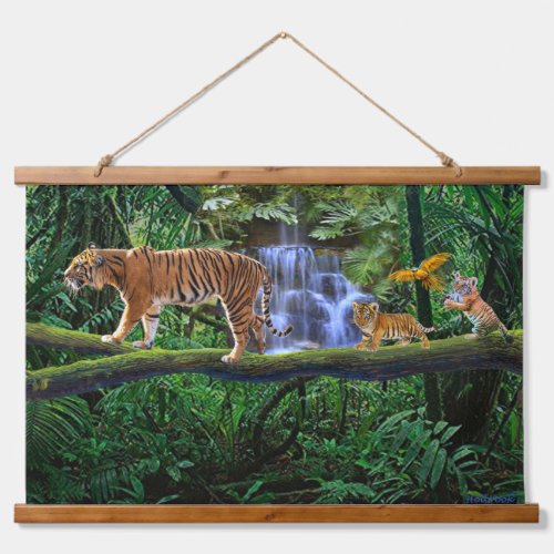 JUNGLE TIGER AND HER CUBS HANGING TAPESTRY