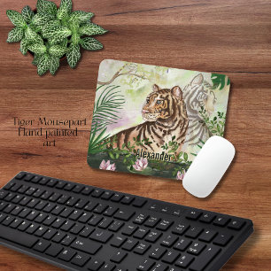 Jungle Tiger and Water Lilies Personalized  Mouse Pad