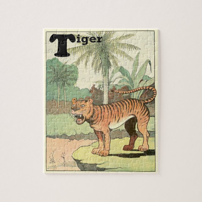 Jungle Tiger Animal Alphabet Jigsaw Puzzle (Vertical)