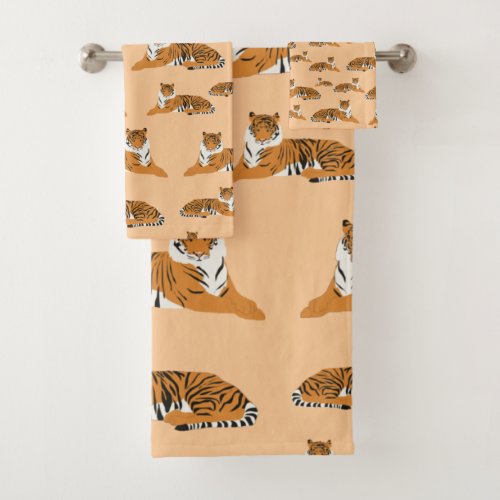 Jungle Tiger Animal Pattern  Bath Towel Set