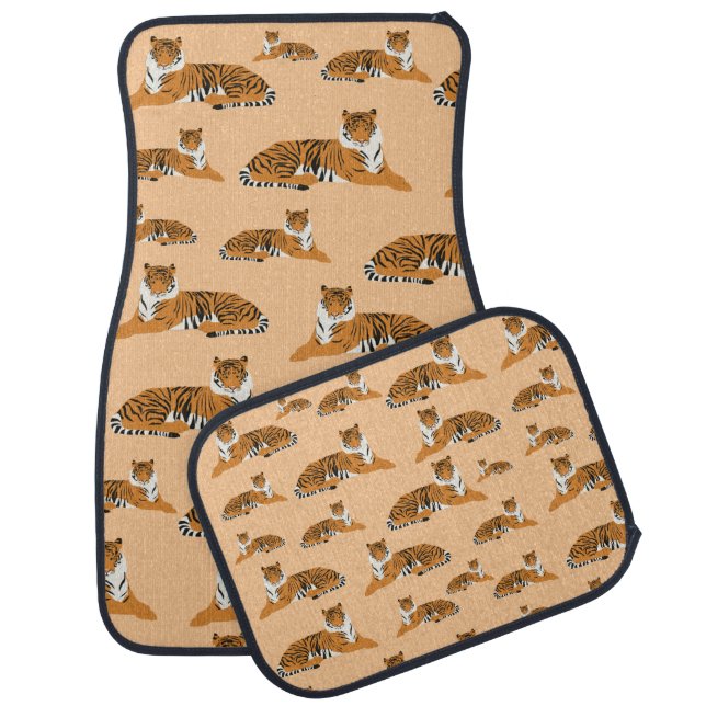 Jungle Tiger Animal Pattern  Car Floor Mat (Set)