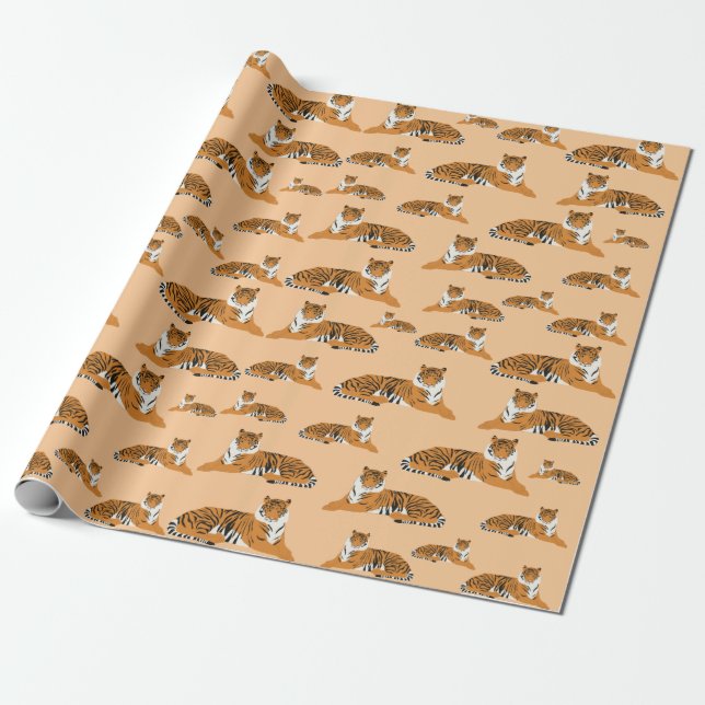 Jungle Tiger Animal Pattern  Wrapping Paper (Unrolled)