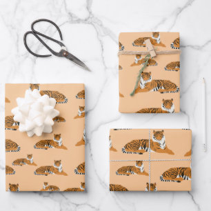 Jungle Tiger Animal Pattern Wrapping Paper Sheets