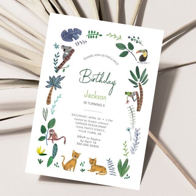 Jungle Tiger Animals Boy Birthday Party Invitation (Creator Uploaded)