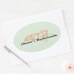 Jungle Tiger Bachelorette  Oval Sticker