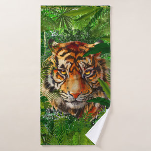 Jungle Tiger Bath Towel Set Colorful Tiger Art