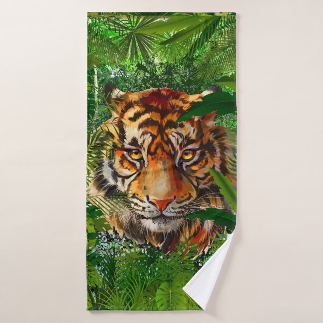 Jungle Tiger Bath Towel Set | Colorful Tiger Art (Bath Towel)