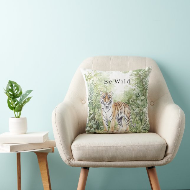Jungle Tiger Birthday Throw Pillow (Chair)