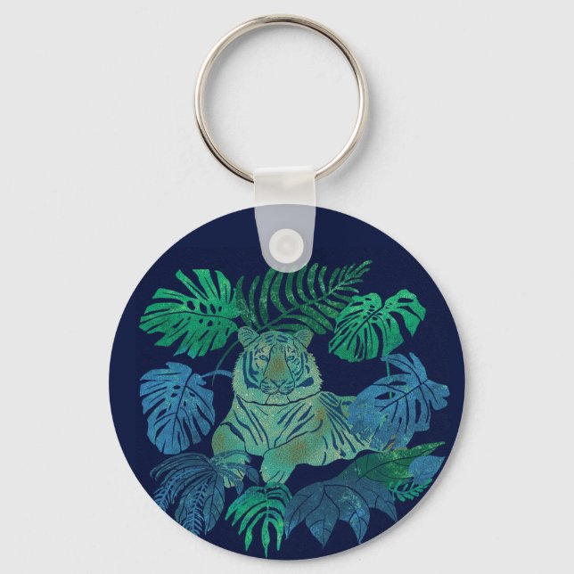 Jungle tiger blue keychain (Front)