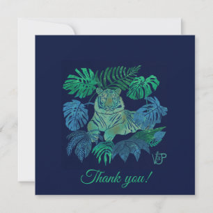 Jungle tiger blue thank you card