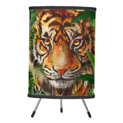 Jungle Tiger  Colorful Drawing  Painting Tripod Lamp