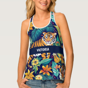 Jungle Tiger Floral Custom Pattern Tank Top