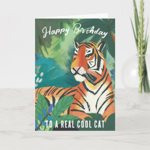 Jungle Tiger Happy Birthday Greeting Card