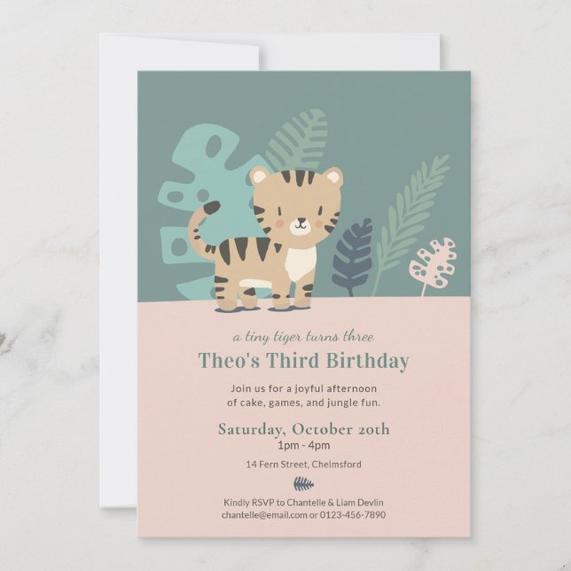 Jungle Tiger Kid's Birthday Invitation (Front)