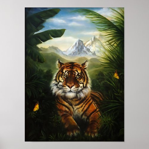 Jungle Tiger Landscape Poster