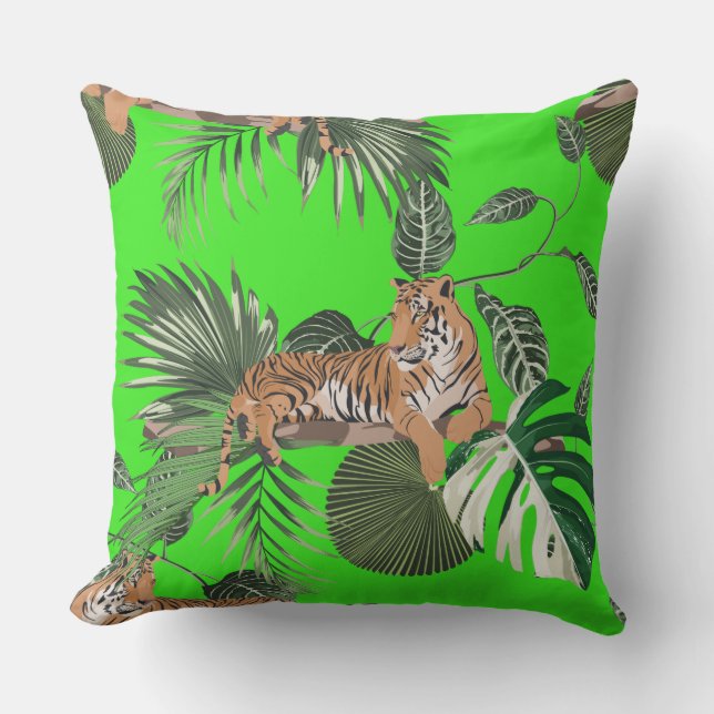 Jungle Tiger  Outdoor Pillow (Front)