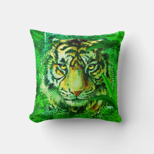 Jungle Tiger Pillow Green Tiger Pillow