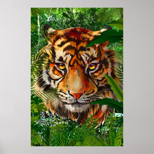 Jungle Tiger Poster  Colorful Tiger Poster