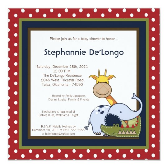 Jungle Time Zoo Animals Lio Baby Shower Invitation