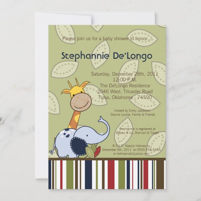 Jungle Time Zoo Animals Lio Baby Shower Invitation (Front)