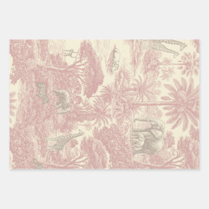 Jungle Toile Pattern Tropical Planner Wrapping Paper Sheets
