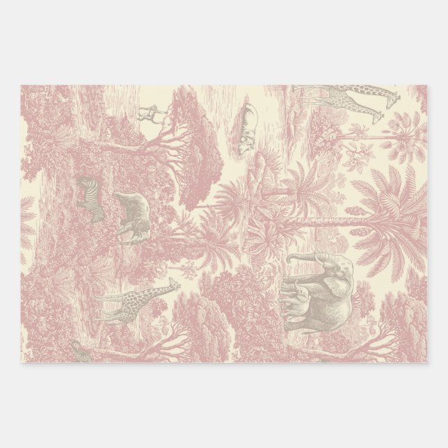 Jungle Toile Pattern Tropical Planner Wrapping Paper Sheets (Front)