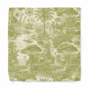 Jungle Toile Pattern Tropical Scenic Botanical Des Bandana
