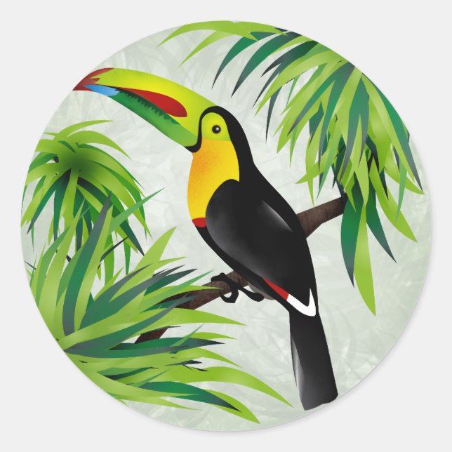 Jungle Toucan Classic Round Sticker (Front)