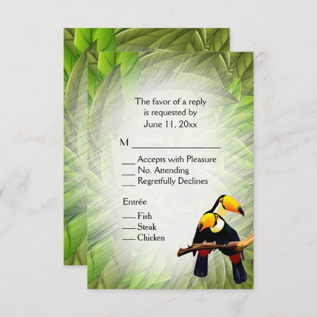 Jungle Toucans RSVP with Entree Selection Invitation (Front/Back)