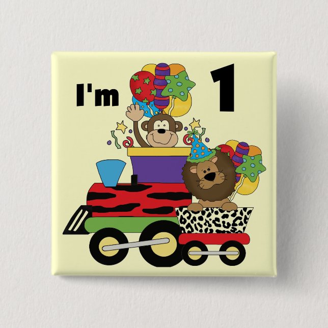 Jungle Train 1st Birthday T-shirts and Gifts Pinback Button (Front)