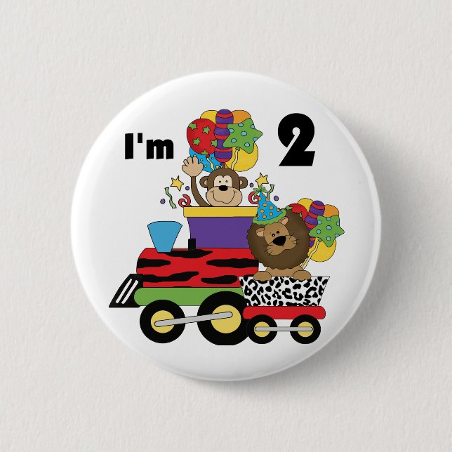 Jungle Train 2nd Birthday T-shirts and Gifts Pinback Button (Front)