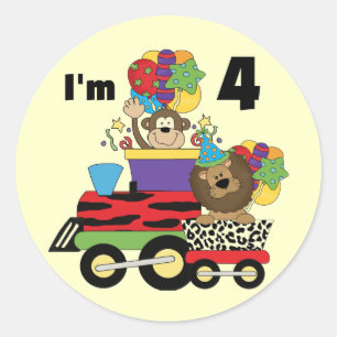 Jungle Train 4th Birthday  Tshirts and Gifts Classic Round Sticker