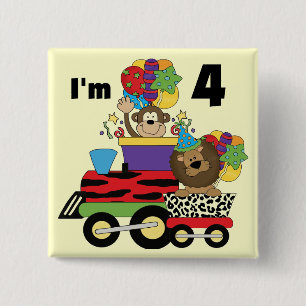 Jungle Train 4th Birthday Tshirts and Gifts Pinback Button