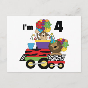 Jungle Train 4th Birthday Tshirts and Gifts Postcard