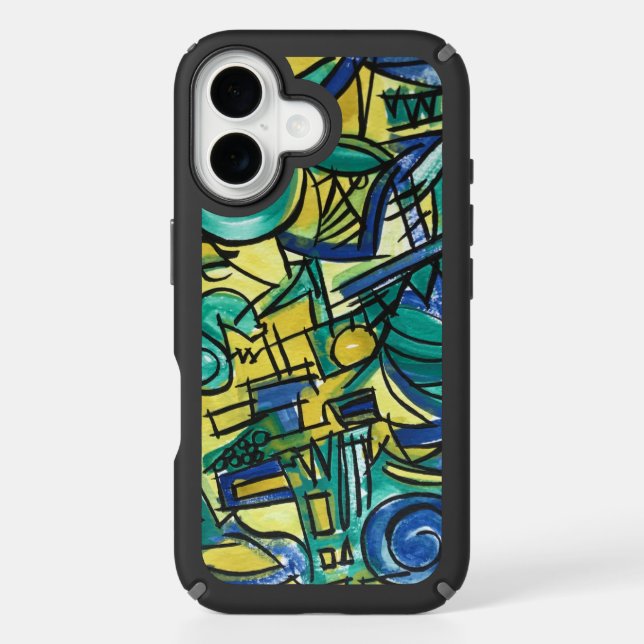 Jungle Trek-Hand Painted Abstract Art Speck iPhone Case (Front)