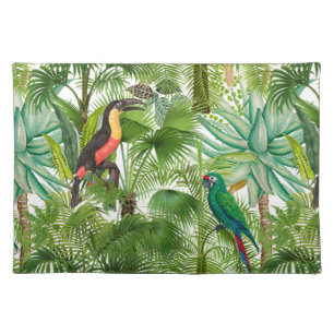 Jungle,tropical,,birds,toucan,parrots, Cloth Placemat