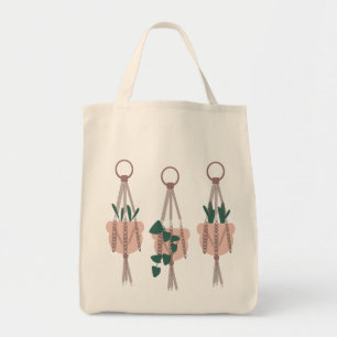 Jungle Tropical Plants Macrame Hanger Illustration Tote Bag