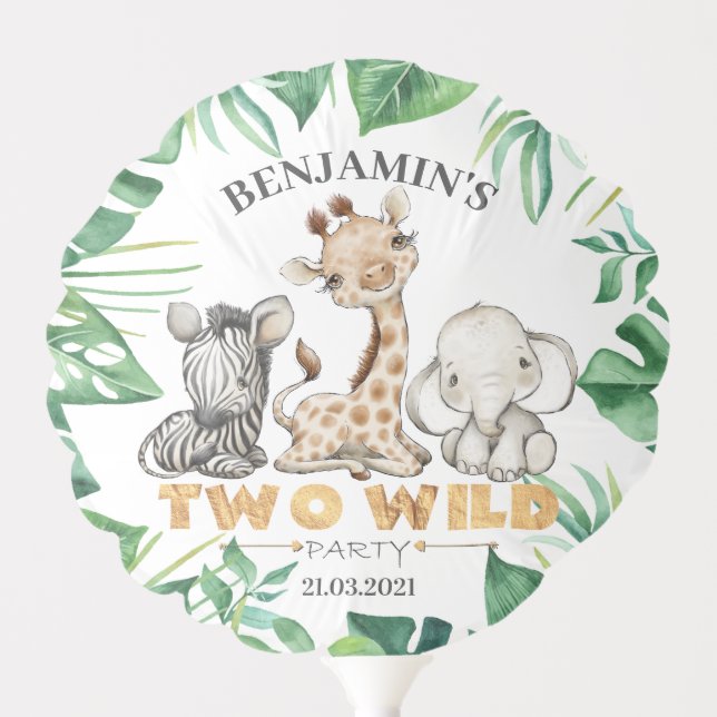 Jungle Two wild Birthday Party Balloon (Front)