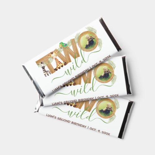 Jungle Two Wild Safari Animals Photo 2nd Birthday  Hershey Bar Favors