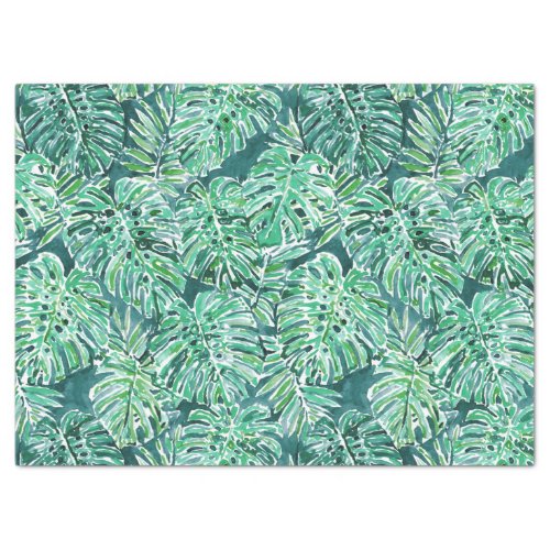 JUNGLE VIBES Green Tropical Monstera Pattern Tissue Paper