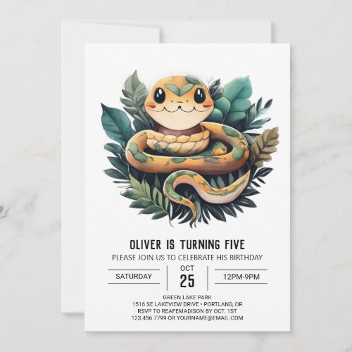 Jungle Viper Slither Birthday Invitation