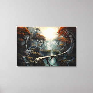 Jungle Wanderer: Fantasy Landscape Art in Gray Canvas Print