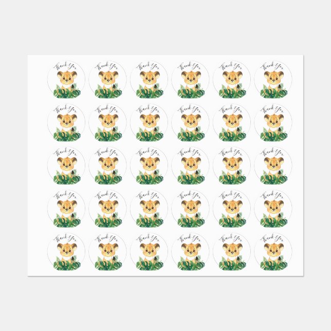 Jungle Watercolor Baby Shower lion Labels (Sheet)