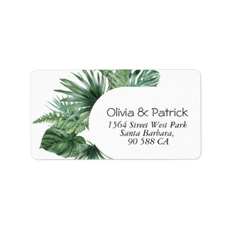 Jungle watercolor leaves Return Address Label