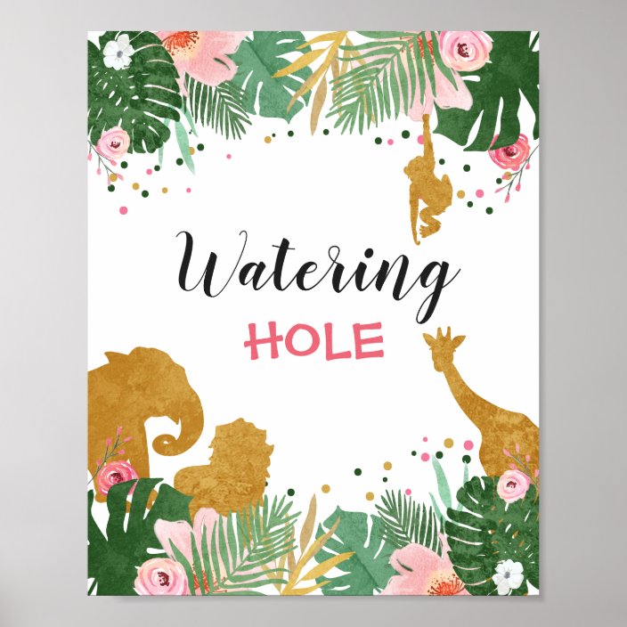 Jungle Watering Hole Sign Zoo Safari Drink Table Zazzle Com