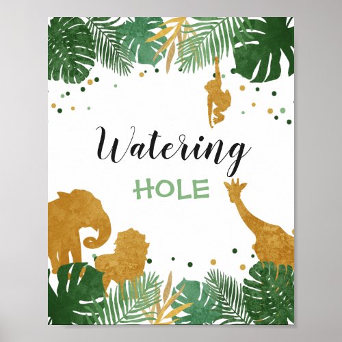 Jungle Watering hole Sign Zoo Safari Drink table