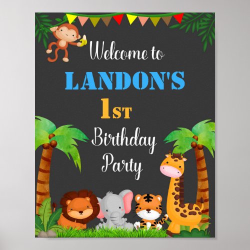 Jungle welcome party sign Party animals poster