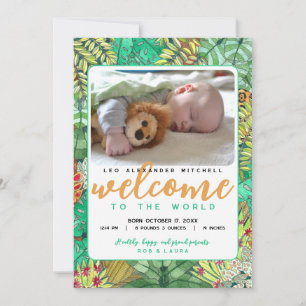 Jungle Welcome to the World Photo Birth Announcement