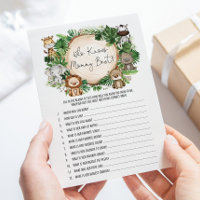 Jungle Who Knows Mommy Best Baby Shower Game Card